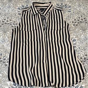 Striped Sleeveless Blouse in Black and Cream